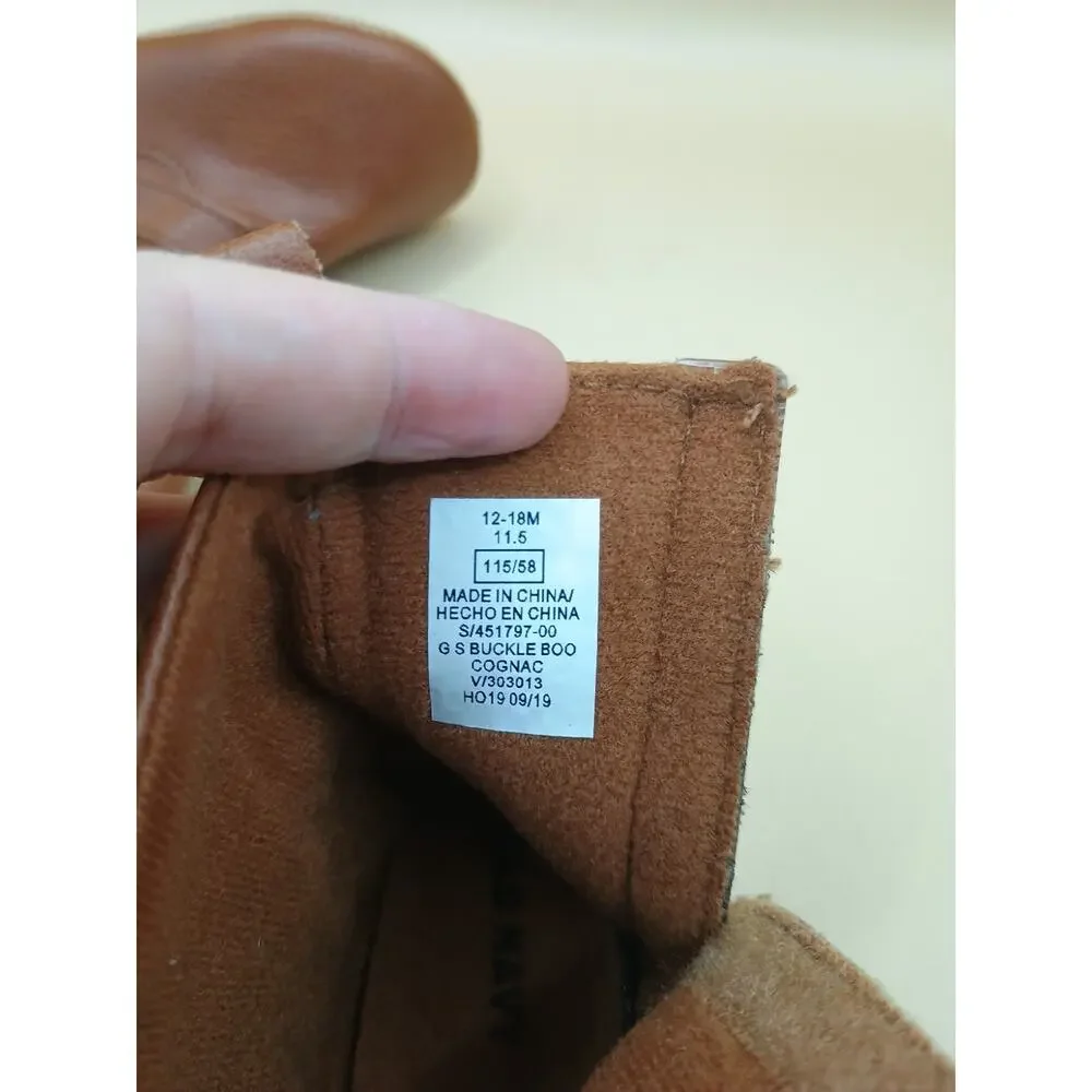 Leather Faux Baby Girl Booties Brown Boots 18-24 Pull On Hook & Latch Old Navy